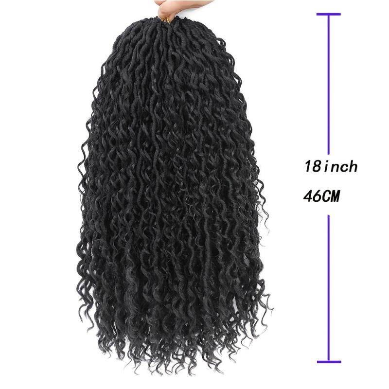 Curly Faux Locs Crochet Hair for Women Boho Style Hair Extensions 14-24 Inches