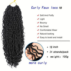 Curly Faux Locs Crochet Hair for Women Boho Style Hair Extensions 14-24 Inches