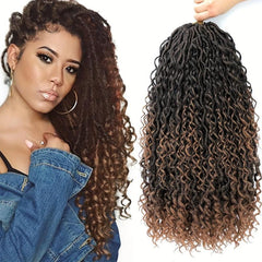 Curly Faux Locs Crochet Hair for Women Boho Style Hair Extensions 14-24 Inches