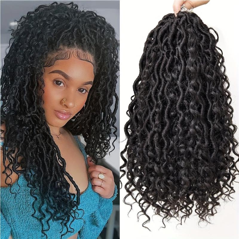 Curly Faux Locs Crochet Hair for Women Boho Style Hair Extensions 14-24 Inches