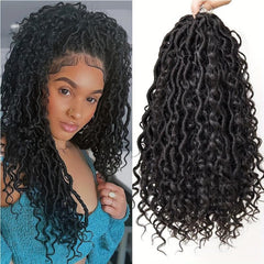 Curly Faux Locs Crochet Hair for Women Boho Style Hair Extensions 14-24 Inches