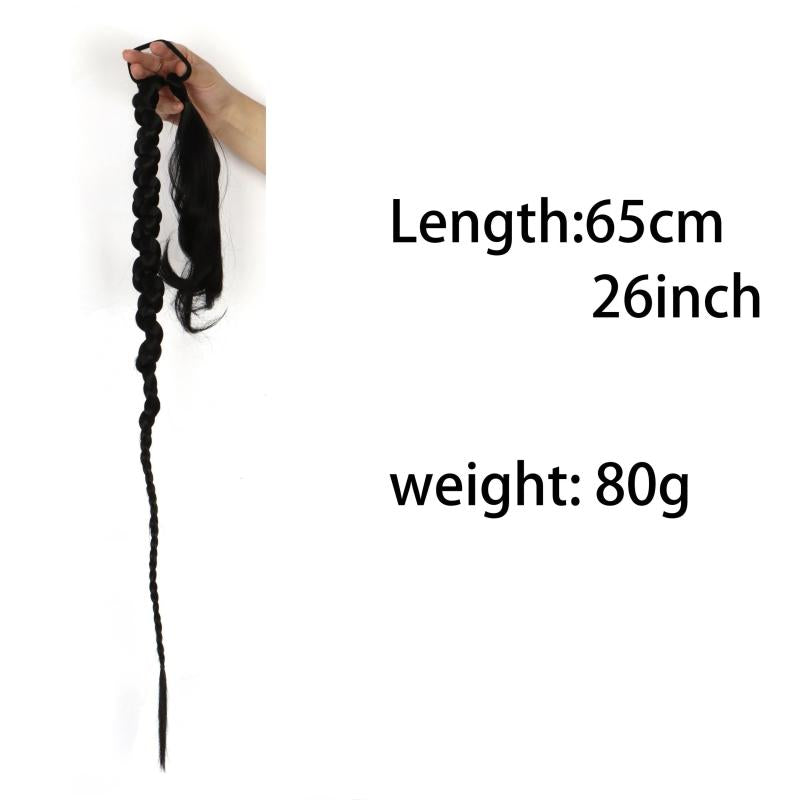 Long Braid Ponytail Extension Elastic Tie Synthetic Hairpiece