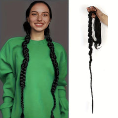 Long Braid Ponytail Extension Elastic Tie Synthetic Hairpiece