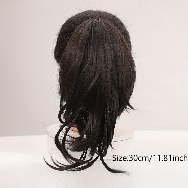Long Straight Claw Ponytail with Braids Synthetic Clip In Hair Extensions