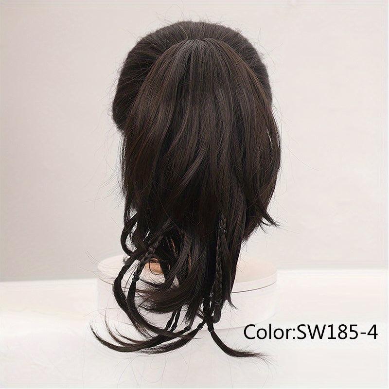 Long Straight Claw Ponytail with Braids Synthetic Clip In Hair Extensions