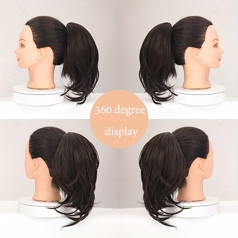 Long Straight Claw Ponytail with Braids Synthetic Clip In Hair Extensions