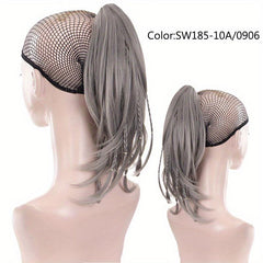 Long Straight Claw Ponytail with Braids Synthetic Clip In Hair Extensions