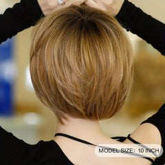 Ombre Blonde Bob Wig Stylish Summer Hair Synthetic With Bangs