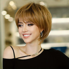 Ombre Blonde Bob Wig Stylish Summer Hair Synthetic With Bangs