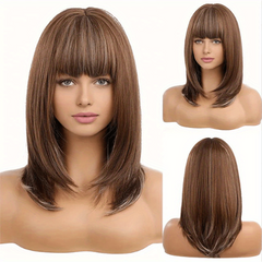 Ombre Grey Blonde Synthetic Wig with Bangs
