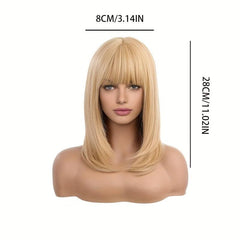 Ombre Grey Blonde Synthetic Wig with Bangs