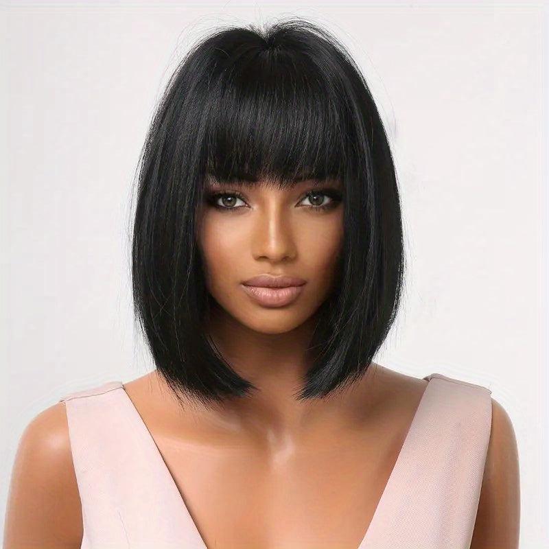 Short Bob Wig With Fringe Straight Wigs For Women