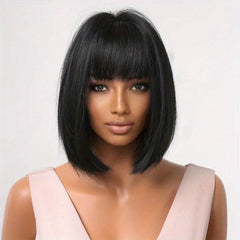 Short Bob Wig With Fringe Straight Wigs For Women