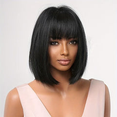 Short Bob Wig With Fringe Straight Wigs For Women