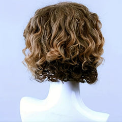 Men's Short Curly Synthetic Wig Heat Resistant Side Parted Wig