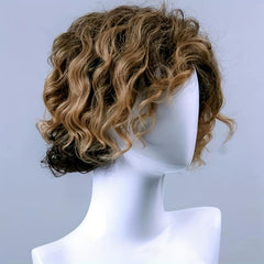 Men's Short Curly Synthetic Wig Heat Resistant Side Parted Wig