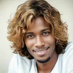 Men's Short Curly Synthetic Wig Heat Resistant Side Parted Wig