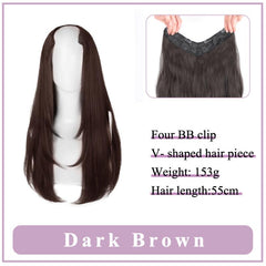 Women's V Shaped Long Hair Extension Synthetic Wig Layered Hair Pad