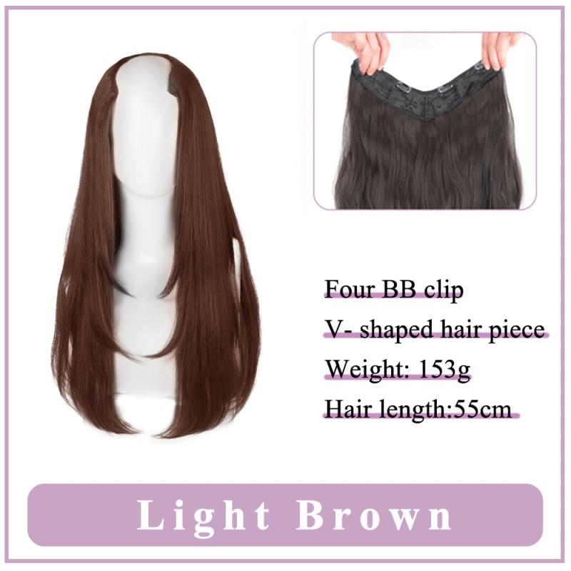 Women's V Shaped Long Hair Extension Synthetic Wig Layered Hair Pad