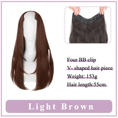 Women's V Shaped Long Hair Extension Synthetic Wig Layered Hair Pad
