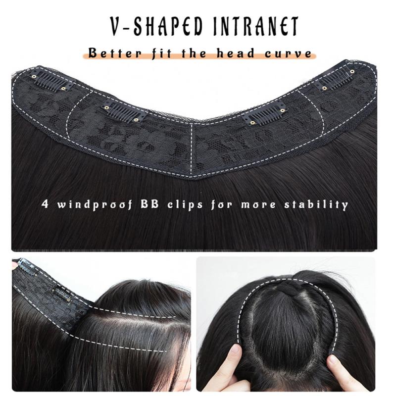 Women's V Shaped Long Hair Extension Synthetic Wig Layered Hair Pad