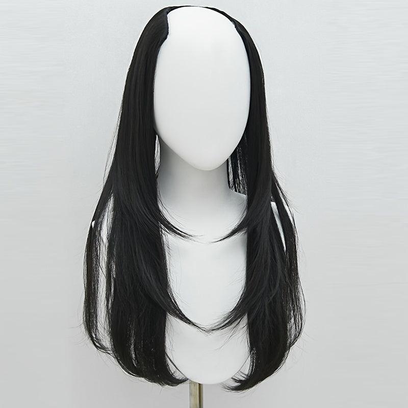 Women's V Shaped Long Hair Extension Synthetic Wig Layered Hair Pad