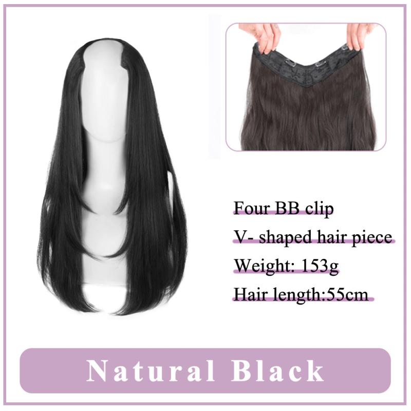 Women's V Shaped Long Hair Extension Synthetic Wig Layered Hair Pad