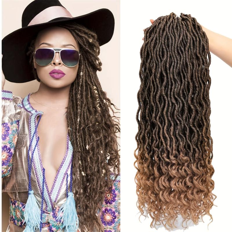 6Pcs 45 72 Cm Ombre Curly Faux Locs Crochet Hair Extensions