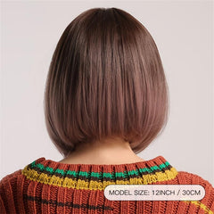 Ombre Short Bob Wig With Bangs Straight Synthetic Hair 30 48 Cm