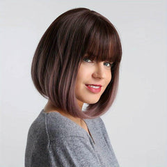 Ombre Short Bob Wig With Bangs Straight Synthetic Hair 30 48 Cm