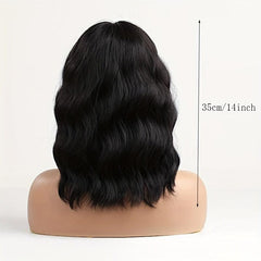 Medium Long Curly Bob Cut Synthetic Wig Matte Medium