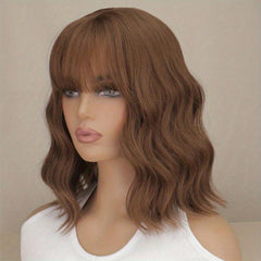 Medium Long Curly Bob Cut Synthetic Wig Matte Medium
