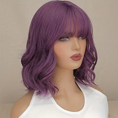 Medium Long Curly Bob Cut Synthetic Wig Matte Medium