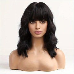 Medium Long Curly Bob Cut Synthetic Wig Matte Medium