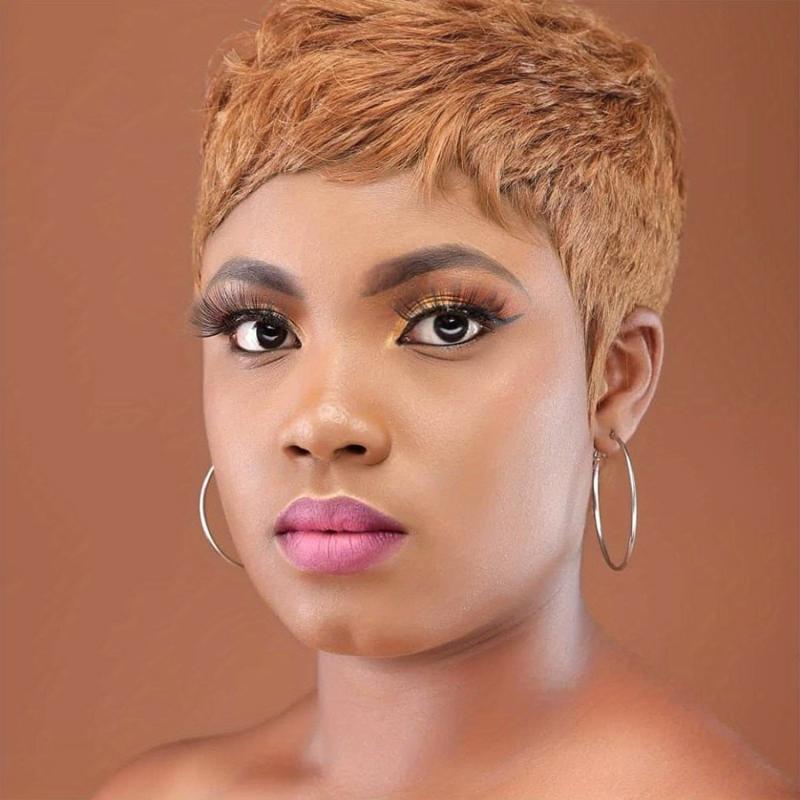 10 16 Cm Wavy Layered Short Hair Wig for Women Synthetic None Lace Hair Wig