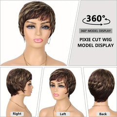 10 16 Cm Wavy Layered Short Hair Wig for Women Synthetic None Lace Hair Wig