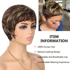 10 16 Cm Wavy Layered Short Hair Wig for Women Synthetic None Lace Hair Wig