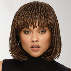 Short Bob Braided Hair Wigs Synthetic Braided Wig With Bangs