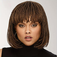 Short Bob Braided Hair Wigs Synthetic Braided Wig With Bangs
