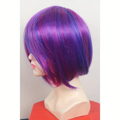 Short Straight Bob Wig Women Purple Highlight