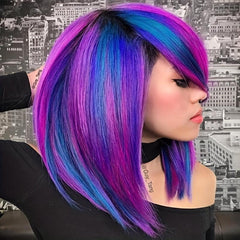 Short Straight Bob Wig Women Purple Highlight