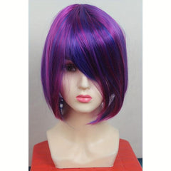 Short Straight Bob Wig Women Purple Highlight