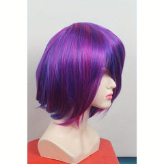 Short Straight Bob Wig Women Purple Highlight