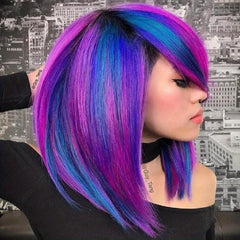 Short Straight Bob Wig Women Purple Highlight