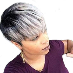 Ombre Short Pixie Cut Wigs Natural Look Synthetic Fiber Wigs