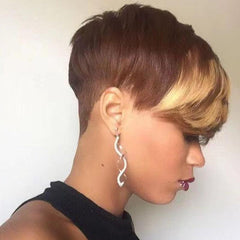 Ombre Short Pixie Cut Wigs Natural Look Synthetic Fiber Wigs