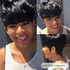 Ombre Short Pixie Cut Wigs Natural Look Synthetic Fiber Wigs