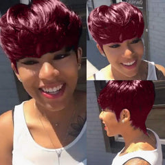 Ombre Short Pixie Cut Wigs Natural Look Synthetic Fiber Wigs