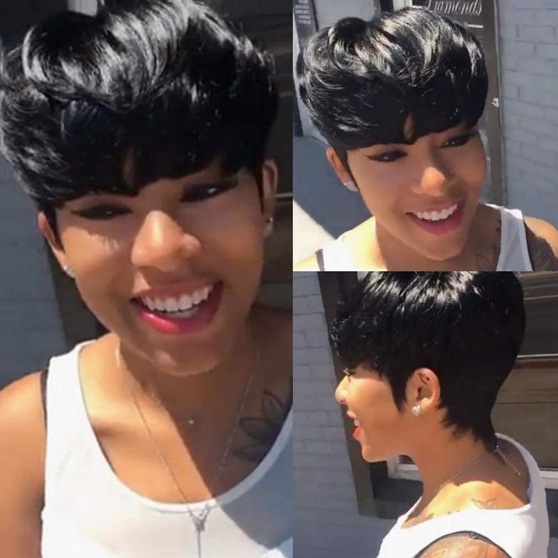 Ombre Short Pixie Cut Wigs Natural Look Synthetic Fiber Wigs