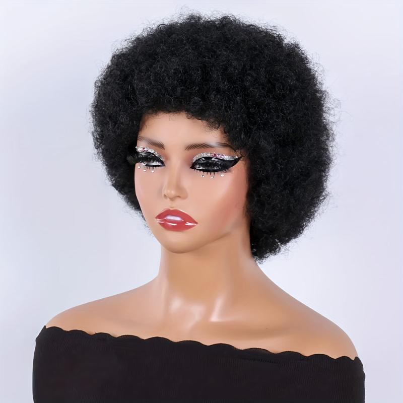 Afro Kinky Curly Wigs Short Fluffy Hair Synthetic Wig for Women